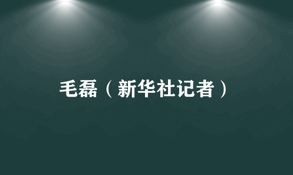 毛磊（新华社记者）