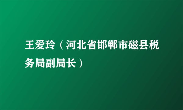 王爱玲（河北省邯郸市磁县税务局副局长）