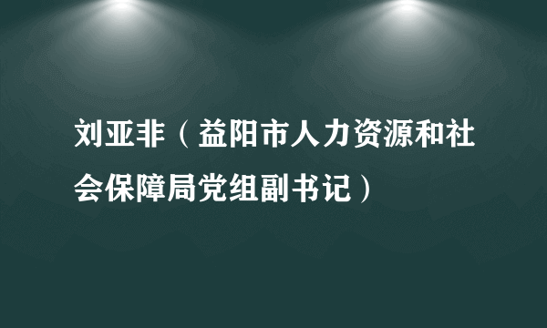 刘亚非（益阳市人力资源和社会保障局党组副书记）