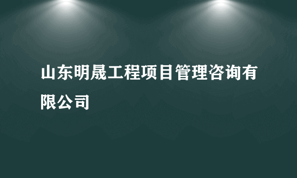 山东明晟工程项目管理咨询有限公司
