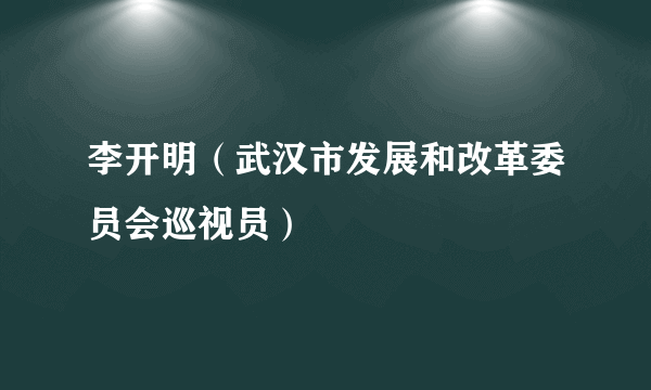 李开明（武汉市发展和改革委员会巡视员）