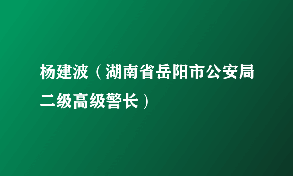 杨建波（湖南省岳阳市公安局二级高级警长）