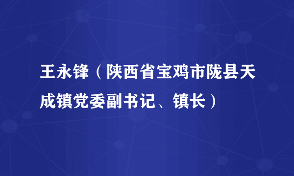 王永锋（陕西省宝鸡市陇县天成镇党委副书记、镇长）