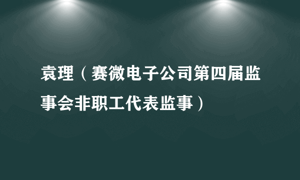 袁理（赛微电子公司第四届监事会非职工代表监事）