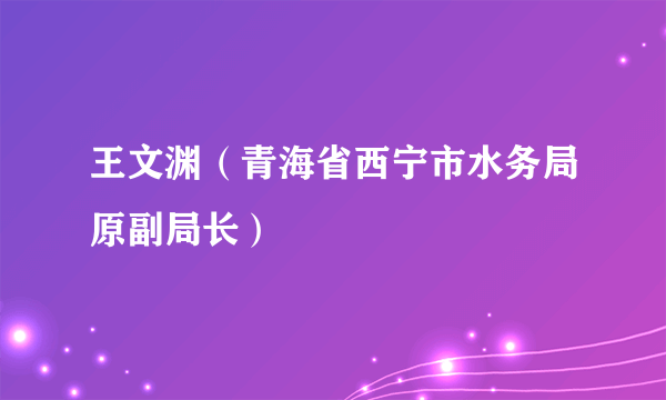 王文渊（青海省西宁市水务局原副局长）