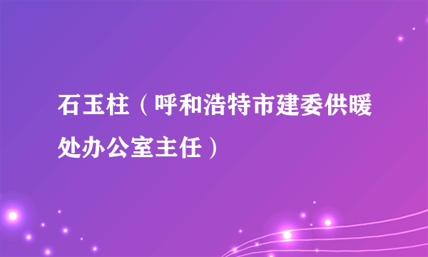 石玉柱（呼和浩特市建委供暖处办公室主任）