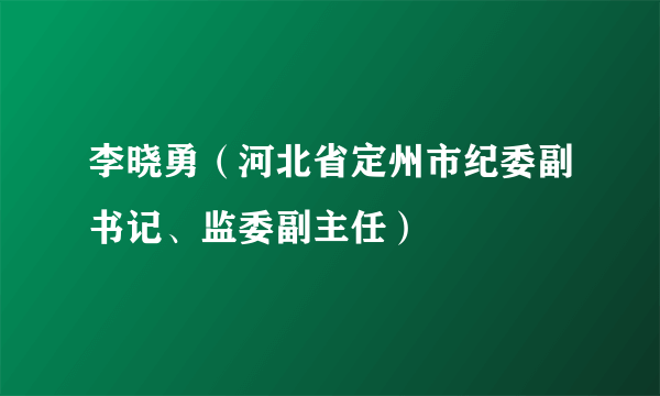 李晓勇（河北省定州市纪委副书记、监委副主任）