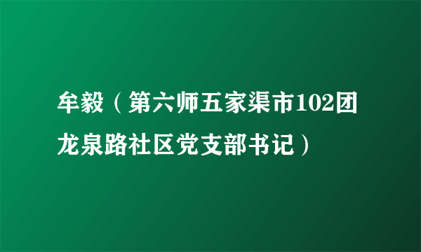 牟毅（第六师五家渠市102团龙泉路社区党支部书记）