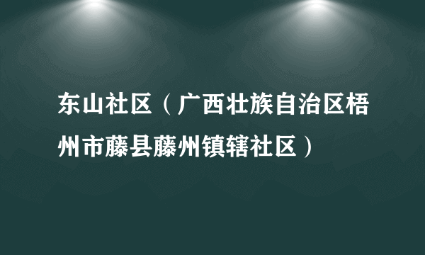 东山社区（广西壮族自治区梧州市藤县藤州镇辖社区）
