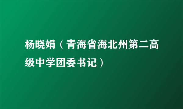 杨晓娟（青海省海北州第二高级中学团委书记）