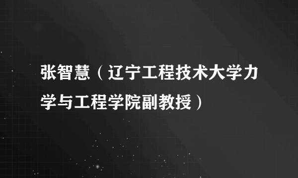 张智慧（辽宁工程技术大学力学与工程学院副教授）