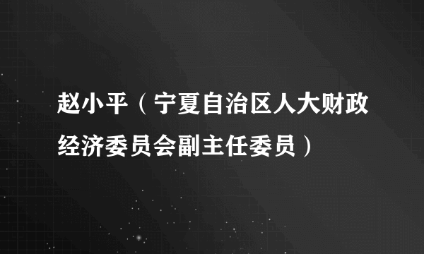 赵小平（宁夏自治区人大财政经济委员会副主任委员）