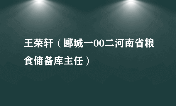王荣轩（郾城一00二河南省粮食储备库主任）