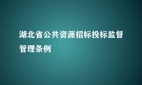 湖北省公共资源招标投标监督管理条例