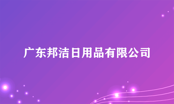 广东邦洁日用品有限公司