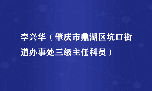李兴华（肇庆市鼎湖区坑口街道办事处三级主任科员）