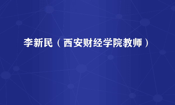 李新民（西安财经学院教师）