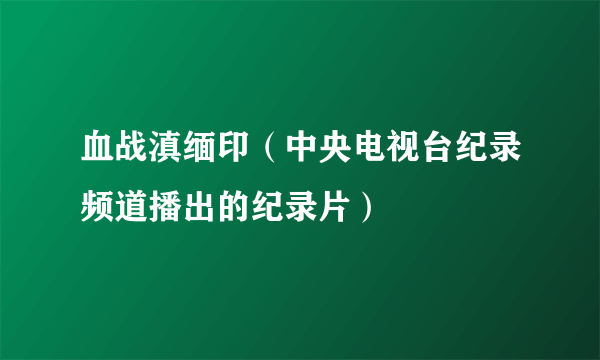 血战滇缅印（中央电视台纪录频道播出的纪录片）