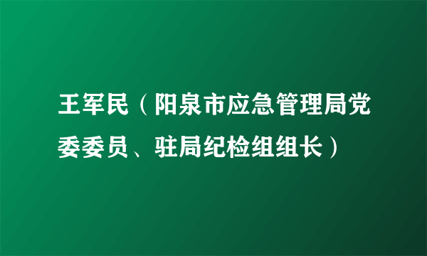 王军民（阳泉市应急管理局党委委员、驻局纪检组组长）