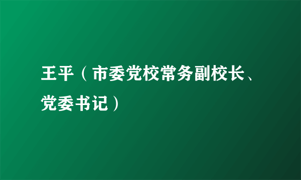 王平（市委党校常务副校长、党委书记）