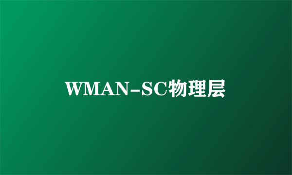 WMAN-SC物理层