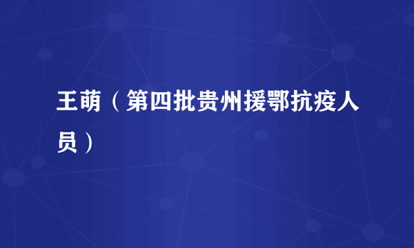 王萌（第四批贵州援鄂抗疫人员）