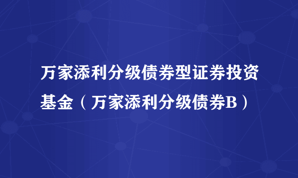 万家添利分级债券型证券投资基金（万家添利分级债券B）