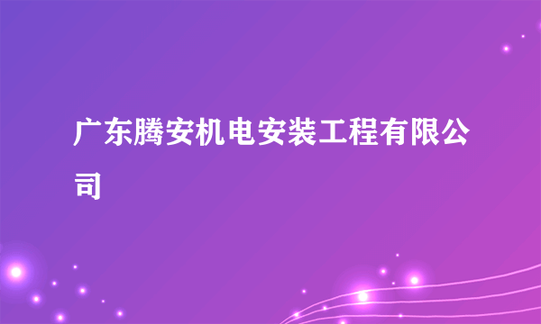 广东腾安机电安装工程有限公司