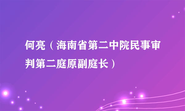 何亮（海南省第二中院民事审判第二庭原副庭长）