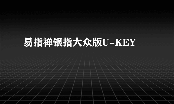 易指禅银指大众版U-KEY