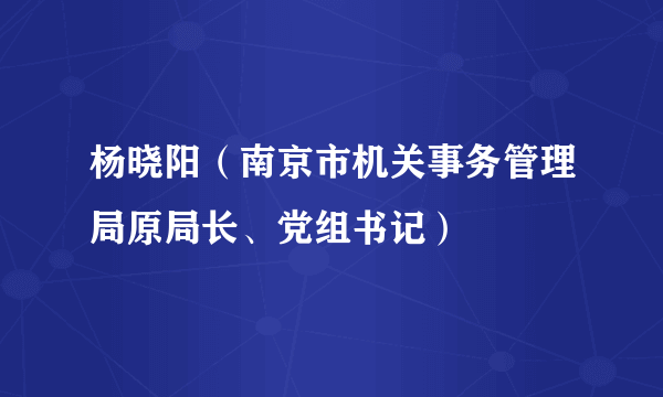 杨晓阳（南京市机关事务管理局原局长、党组书记）