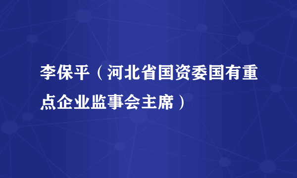 李保平（河北省国资委国有重点企业监事会主席）