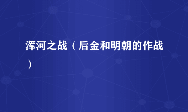 浑河之战（后金和明朝的作战）