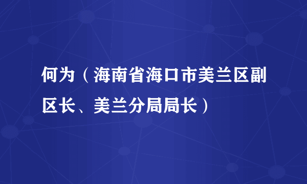 何为（海南省海口市美兰区副区长、美兰分局局长）