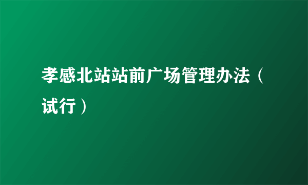 孝感北站站前广场管理办法（试行）