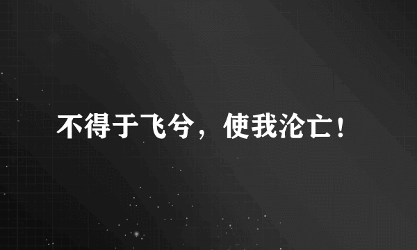 不得于飞兮，使我沦亡！