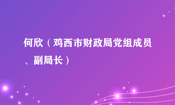 何欣（鸡西市财政局党组成员、副局长）