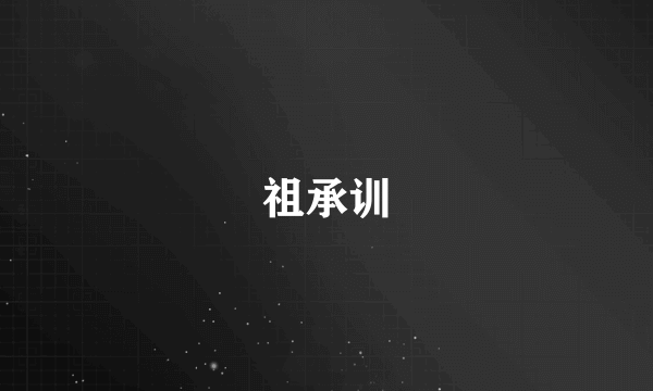 祖承训