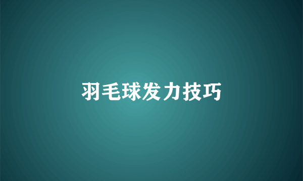 羽毛球发力技巧