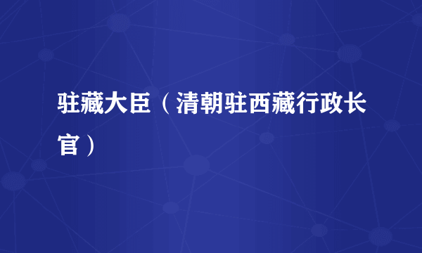 驻藏大臣（清朝驻西藏行政长官）