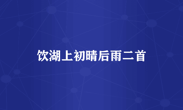 饮湖上初晴后雨二首