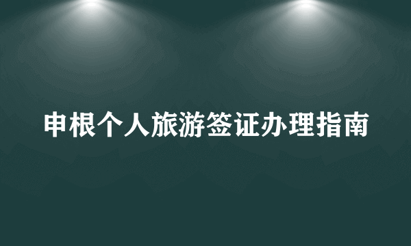 申根个人旅游签证办理指南