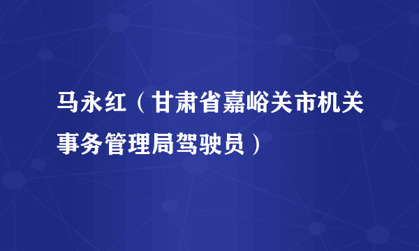 马永红（甘肃省嘉峪关市机关事务管理局驾驶员）