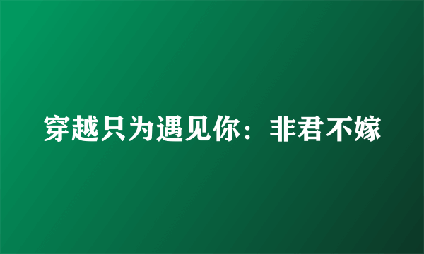 穿越只为遇见你：非君不嫁