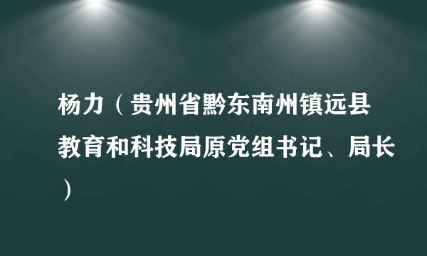 杨力（贵州省黔东南州镇远县教育和科技局原党组书记、局长）