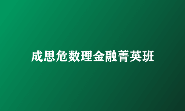 成思危数理金融菁英班