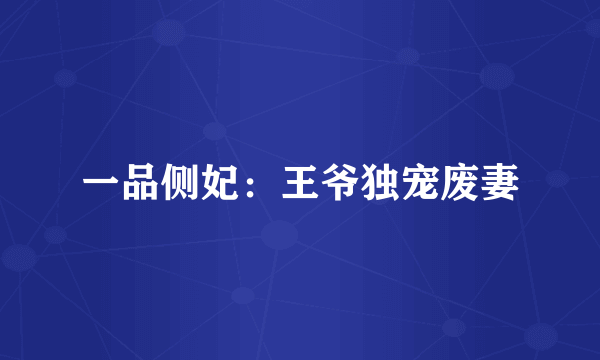 一品侧妃：王爷独宠废妻
