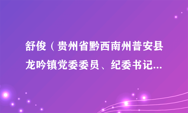 舒俊（贵州省黔西南州普安县龙吟镇党委委员、纪委书记、县监察委员会派出龙吟镇监察办公室主任）