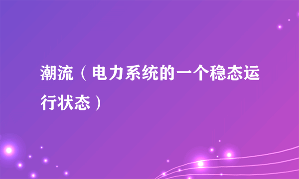 潮流（电力系统的一个稳态运行状态）