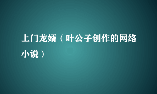 上门龙婿（叶公子创作的网络小说）